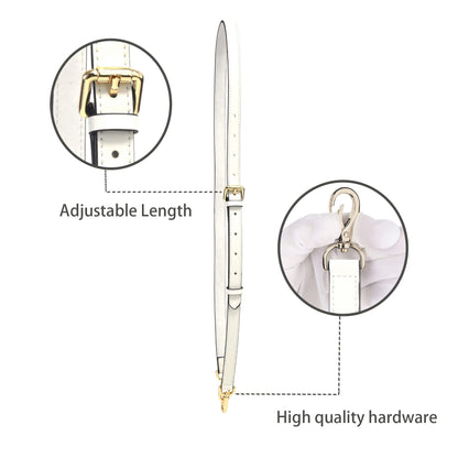 GOXTECH GOXTECHGenuine Leather Purse Strap Replacement Crossbody Handbag Long Adjustable（White-shoulder strap