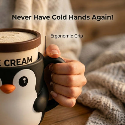 Ice Cream Pint Holder – Fits Standard Pints – Dual Spoon Sockets – Keeps Hands Warm – Fun Unique Designs with Vibrant Colors – Reusable Ice Cream Sleeve - Ramen Noodle Holder (Pumpkin)