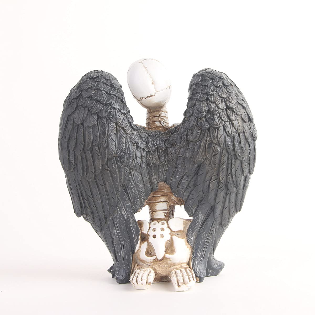 RURAUOGR Kneeling Winged Skeleton Figurines Resin Skull Decorations, Table Decor Statues on Mantel, Shelf, Buffet or Centerpiece (Shape B)