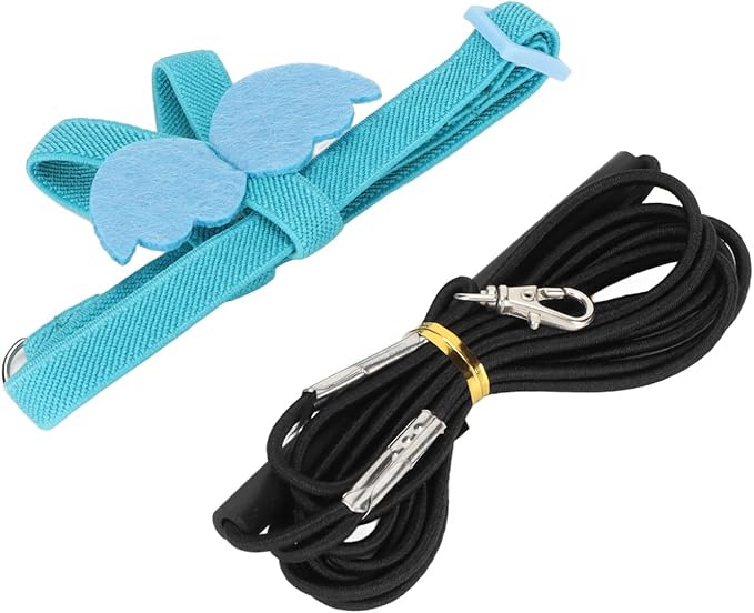 Parrot Bird Harness Leash, Adjustable Parrot Nylon Anti Bite Flying Training Rope, Pet Outdoor Traction Lead, Bird Parrot Flight Suit with Leash for Parakeets Cockatiels Conures Budgies(M-Blue)