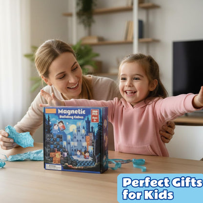 shoplease Magnetic Building Cubes for Kids, 200 Pieces, Building Blocks Set, Ages 3+, STEM Educational Toy Set