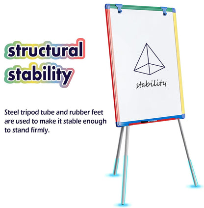 Dry Erase Board White Board for Kids 24x18 inch Art Easel for Kids Magnetic Tripod Whiteboard Art Easel and Flipchart Board with a Height-Adjustable Stand Perfect for Kid