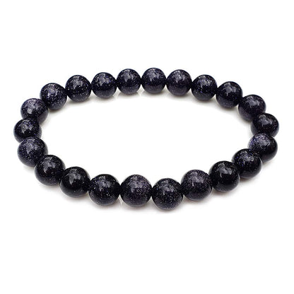 chengmu 8mm Blue Sand Goldstone Stretch Bracelet for Women Natural Handmade Round Beads Semi Precious Gemstone for Crystal Elastic Beaded Bracelet 7.5"