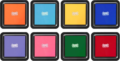 8 Colors Washable Stamp Pad for Kids Finger Paint, Latex Foam Fingerprint Inkpad, Water Base Ink Stamps Pads for Kid Classroom, Clothing, Letter (8 Colors)