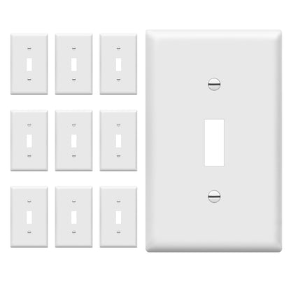 ENERLITES Light Switch Cover Plate, Toggle Wall Plate Cover, Size 1-Gang 4.50" x 2.76", Unbreakable Polycarbonate Thermoplastic, 8811-W-10PCS, White (10 Pack)