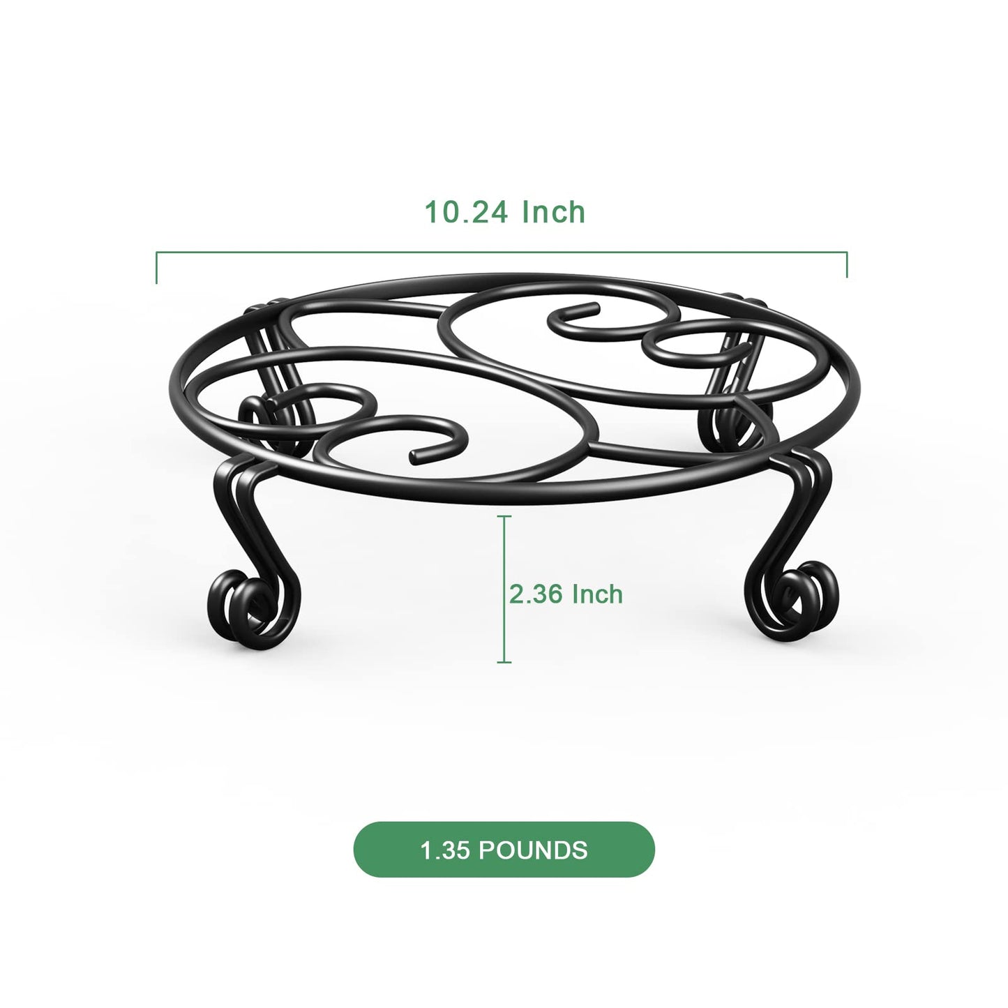 Yimobra 2 Pack Plant Stand for Flower Pot Heavy Duty Potted Holder Indoor Outdoor Metal Rustproof Iron Garden Container Round Supports Rack for Planter (10.2 Inches, Black)