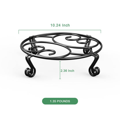 Yimobra 2 Pack Plant Stand for Flower Pot Heavy Duty Potted Holder Indoor Outdoor Metal Rustproof Iron Garden Container Round Supports Rack for Planter (10.2 Inches, Black)