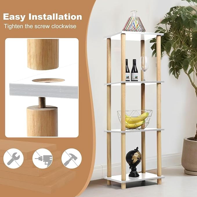 Haeterna 3-Tier White Bookshelf, Wooden Bookcase with Open Shelves, for Small Spaces,Living Room Bedroom Office,No-Tool Assembly,11.8" D x 14.1" W x 31.5" H inches.