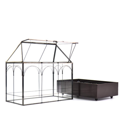 Large Tall Glass Plant Terrarium – House Succulent Terrarium Kit with Lip and Tray Glass Greenhouse Terrarium for Plant 9.5”X5.7”X11.4”