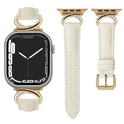 mxiixnai Leather Band Compatible with Apple Watch Bands for Women, Dressy Designer Strap with C-Shape Metal Buckle for iWatch Series 11/10/9/8/7/6/5/4/3/2/1/se(38mm 40mm 41mm 42mm,Starlight/Gold)