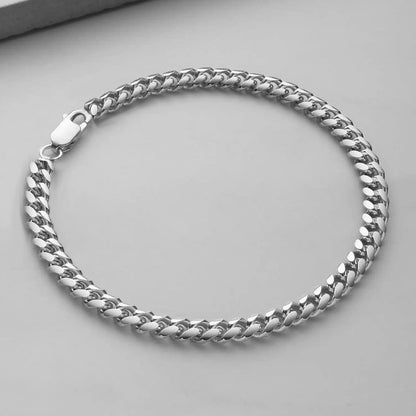Men's Bracelet Stainless Steel Silver Men's Cuban Link Chain for Men Womens Bracelets Chain Hip Hop Rapper Jewelry 3.5mm Width 7.5 Inch