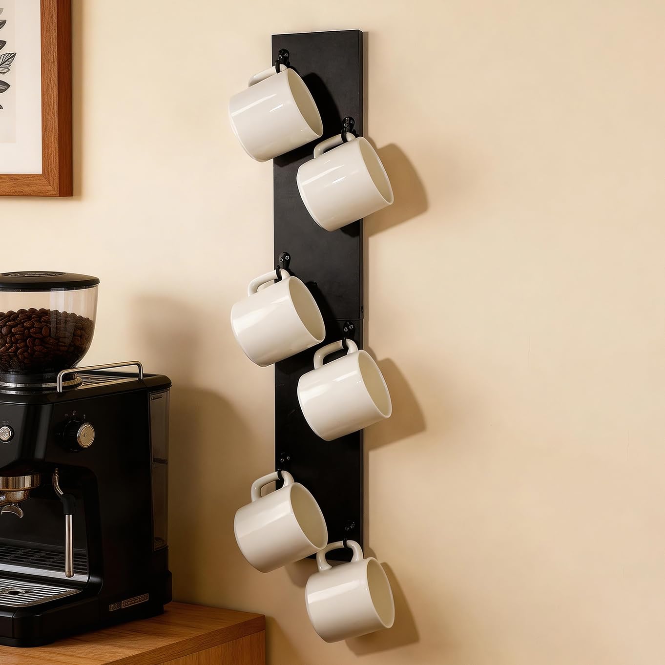 Yohsnor Coffee Mug Hanger Wall Mount - Stylish and Durable Storage Rack for Hanging Coffee Cups, Space-Saving Vertical Design, Fits Most Mugs and Travel Cups, Perfect for Kitchen and Office Use