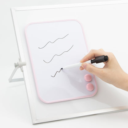 Cerem Magnetic Dry Erase Board for School Locker, 6" x 8" Marker and 2 Magnets - Small Whiteboard for Classroom, Home, Office, Travel - Pink
