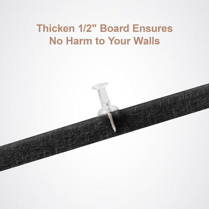 Lightomorrow Bulletin Board, 24 x 18 inches Felt Board Decorative Pin Board, 4' x 3' Cork Board Alternative for Wall, Foldable Photo Board with 20 Pushpins - Black Stripes