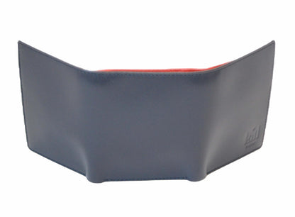 muzaf Trifold Premium Leather Wallet for Men with RFID Blocking (Navy Red)