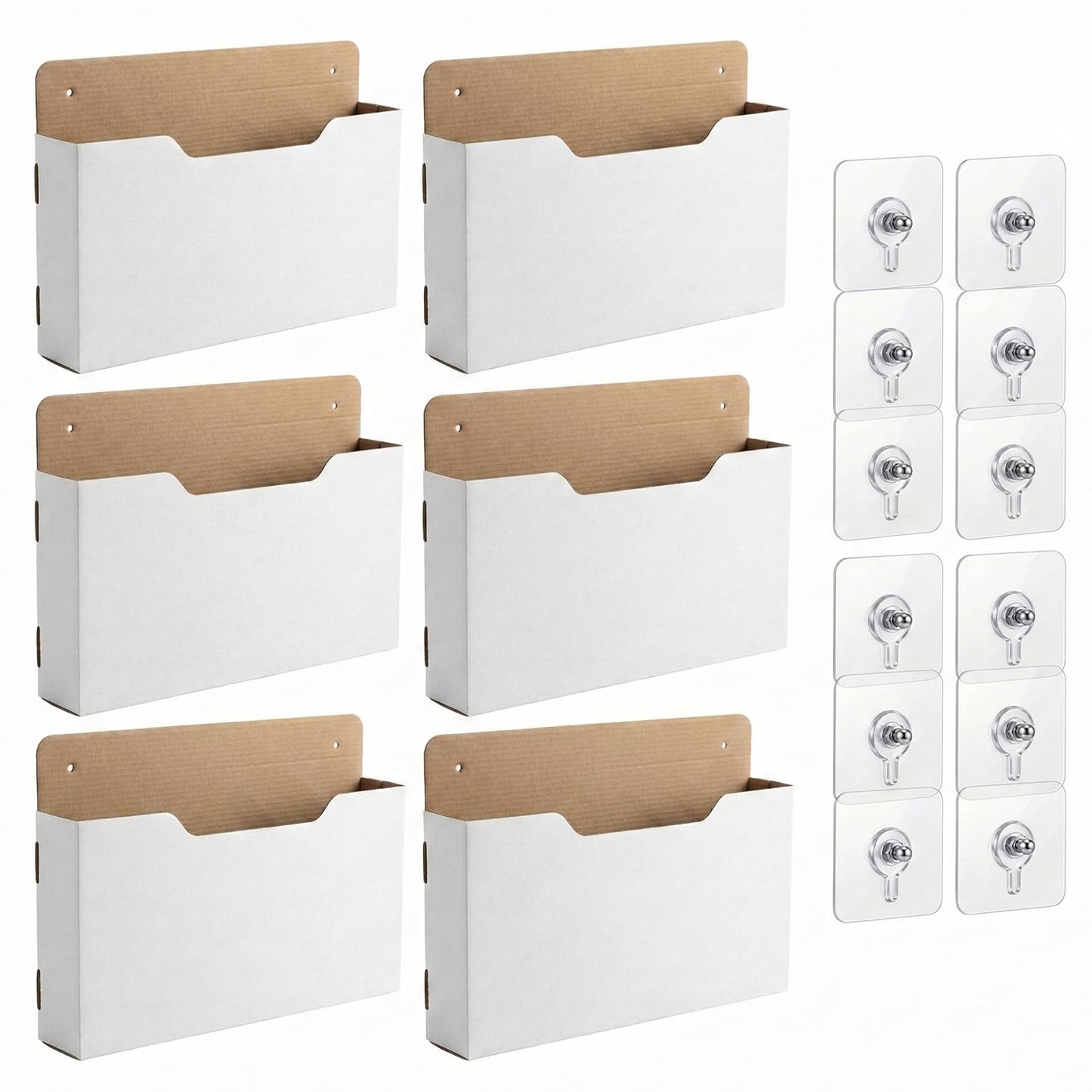 AXYCXIN 6 Pack Wall Mount File Holder, Mail File Organizer, Mail Paper Orgnization Hanging File Holder for Office, School, Storage Organization