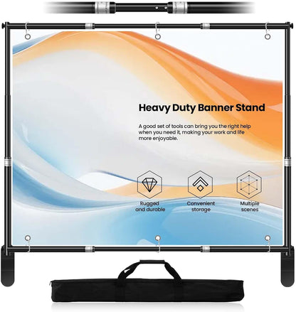 Jiang&Rong 10x10ft Heavy Duty Backdrop Stand Kit - Adjustable Step and Repeat Photo Banner Stand for Photography, Trade Shows, Photo Booths, Events(Black)