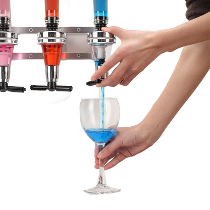 4-Bottle Liquor Dispenser, Wall Mounted Alcohol Dispenser, Spring-Loaded Upside Down Wine Beer Spirit Drink Dispenser Beverage Bottle Stand Optic Holder Rack for Home Bar KTV Night Club