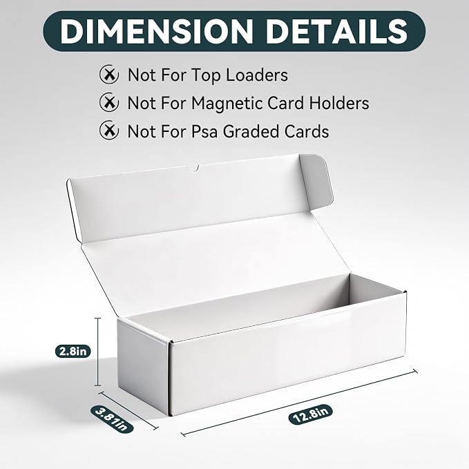 Trading Card Storage Box 6-Pack, 1000 Count Heavy Duty Corrugated Cardboard Box - Bulk Organizer for TCG, MTG,Sports & Collectible Cards, 12.8 INCH Horizontal