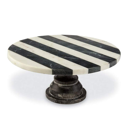 Mud Pie Black and White Marble Cake Pedestal