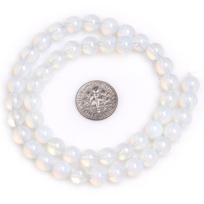 8mm White Opalite Beads Round Gemstone Loose Beads for Jewelry Making (45-48pcs/strand)