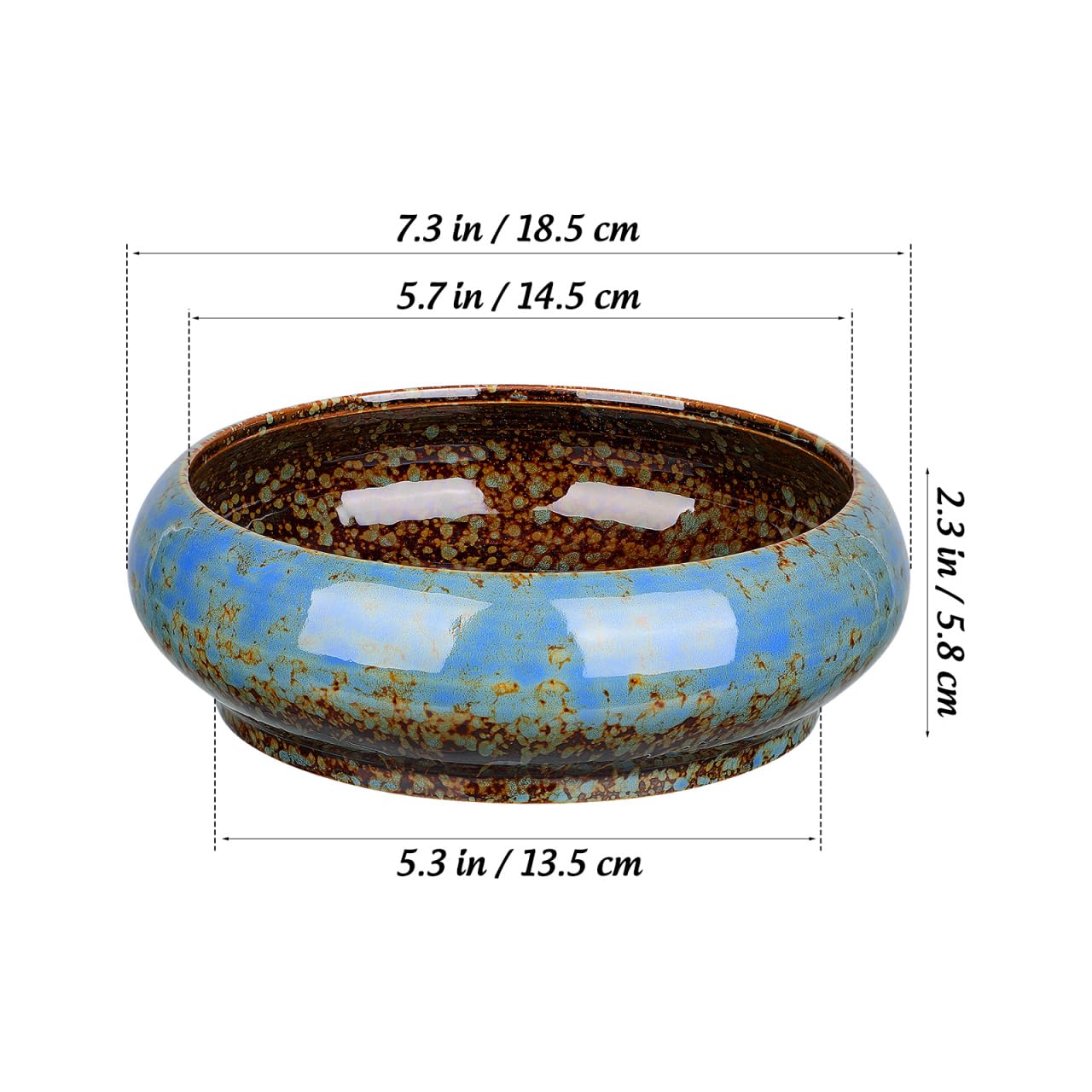 Leak-Proof Lotus Bowl Round Hydroponic Plants Pot Ceramic Planter Gardenin Succulent Pot Bonsai Planter for Outdoor Daffodil Flowerpot 7.28 Inch, Random Color