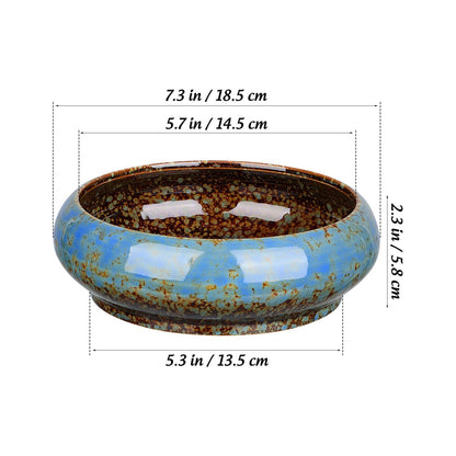 Leak-Proof Lotus Bowl Round Hydroponic Plants Pot Ceramic Planter Gardenin Succulent Pot Bonsai Planter for Outdoor Daffodil Flowerpot 7.28 Inch, Random Color