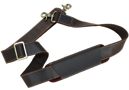 Masa Kawa Full Grain Brown Leather Shoulder Strap, Vintage Replacement Bag Straps for Laptop Briefcase, Crossbody Messenger, Duffel, Travel Bags