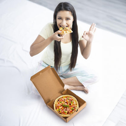 ZEAYEA 40 Pack Small Pizza Boxes, 7.3" L x 7.3" W x 1.6" H Cardboard Food Delivery Boxes, Kraft Take Out Food Containers, Takeaway Packaging Boxes for Pizza, Cookies, Cake, Party Favors, Wedding