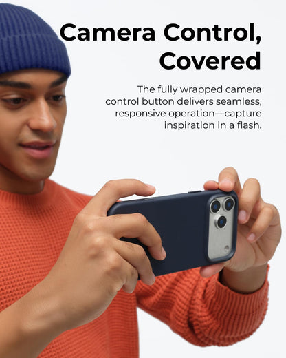 MOFT for iPhone 17 Pro Max Case- MOVAS Snap Case, MagSafe Compatible, Soft-Touch Vegan Leather, Classic Minimalist Design, Lightweight, Stain-Resistant & Camera Protection, Navy Blue