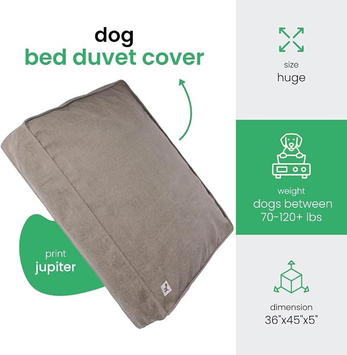Molly Mutt Jupiter Dog Bed Duvet Cover, GOTS-Certified 100% Cotton Canvas Cover for Dog, Puppy, or Cat Bed, Durable, Washable, and Free of Harmful Chemicals, Huge, 36"x45"x5", Brown