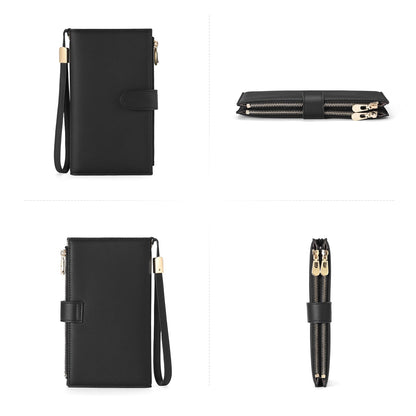 FALAN MULE Wallet Women Multi Card Slim Leather RFID Blocking Credit Card Holder Wallet Purse with Zipper Pocket