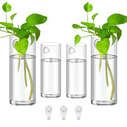 Glass Vase Vase 3Pack Wall Hanging Glass Planters Plant Terrarium Plants Holders Air Plants Wall Vase with Plastic Invisible Traceless Hangers(3Pcs Small)
