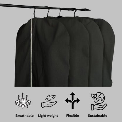 Forever Cotton Premium 100% Cotton Garment Bags – 35" Black Canvas Suit Cover with YKK Zipper – Breathable, Dust-Proof Storage for Suits, Coats, Dresses, Jackets & Travel/Closet Use
