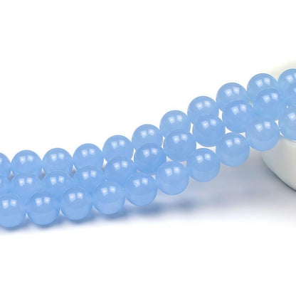 MJDCB Natural Aquamarine Chalcedony Round Loose Beads for Jewelry Making DIY Bracelet Necklace (4mm)