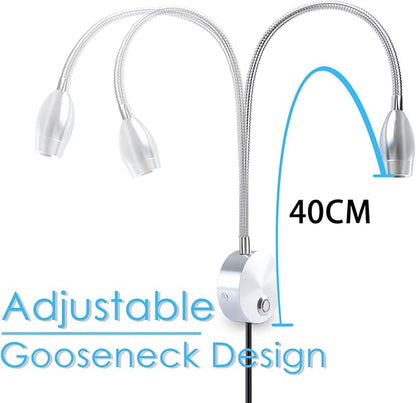 Adust Bedside Reading Light, Bedroom Reading Lamp, 3W LED Touch Dimmable Brightness Minimalist Wall Headboard Reading Lamp, Adjustable Colour Temperature, 3000k, 4000k, 6000k