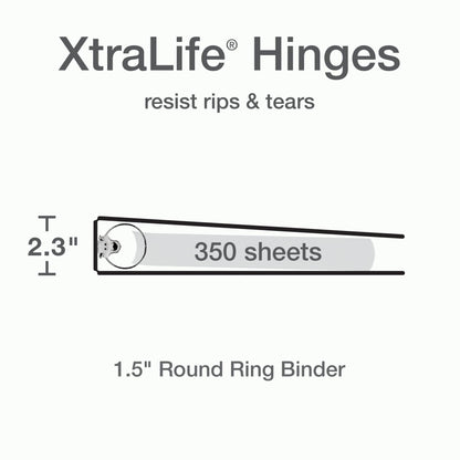 Cardinal 3 Ring Binders, 1.5 Inch, Round Rings, Holds 350 Sheets, ClearVue Presentation View, Non-Stick, Assorted Bright Colors, 6 Pack (79557)