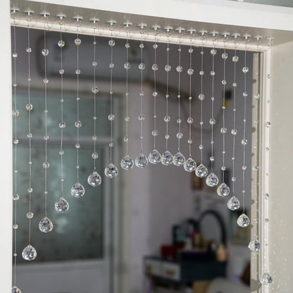 Hanbinsen 20 Strings Crystal Beaded Curtain, Arched Door String Curtain, Hanging Doorway Room Divider Suitable for Home, Coffee House, Bedroom, Restaurant. (Clear)