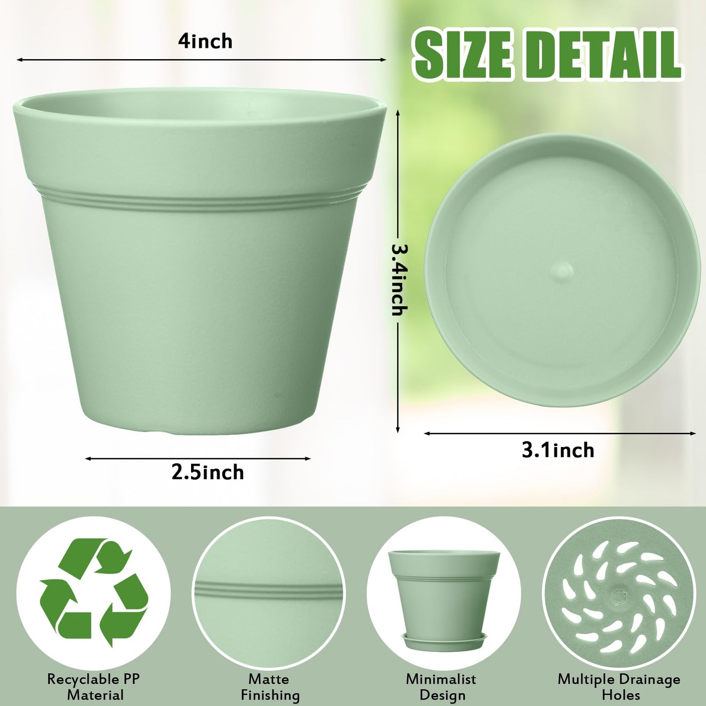 Mumufy 54 Pack 4 Inch Plant Pots Bulk Small Planter with Drainage Hole and Saucer Small Plastic Pots for Flowers Succulent Cactus and All House Indoor(Colorful)