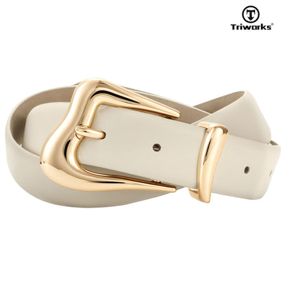 TRIWORKS Women's Belts for Jeans Pants Gold Buckle Fashion Waist Belts for Ladies Leather Belts