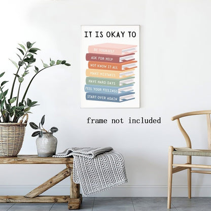 Inspirational Phrases Wall Art Motivational Sayings Quote Poster It's Okay to Not be Okay Poster Motivational Kids Educational Wall Art for Teens Adults Office Classroom Decor 8x12in Unframed