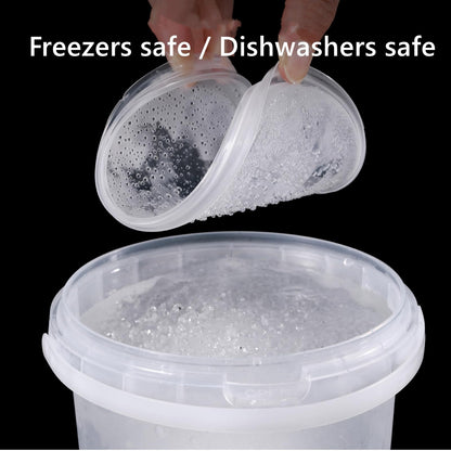 ToppYuanZea 24 Pack Ice Cream Bucket with Lids and Handles, 25OZ/ 33OZ Clear Plastic Rum Bucket Cocktail Drinks Containers, Plastic Food Storage Pail Tub for Summer Cold Drink Beach Parties