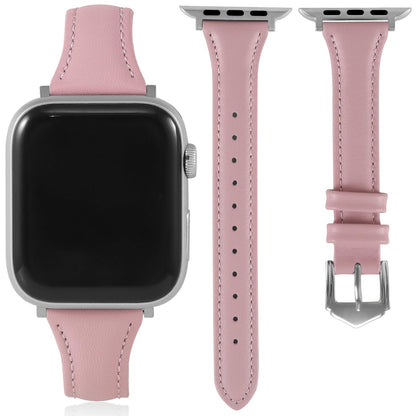 Slim Soft Genuine Leather Bands Compatible with Apple Watch Band 38mm 40mm 41mm 42mm for Women, Dressy Durable Leather Replacement Strap for iWatch SE1/2/3 11 10 9 8 7 6 5 4 3 2 1