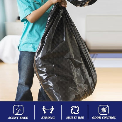 Teivio Large Black Trash Bags 40-45 Gallon 200 Counts Multipurpose Trash Bags