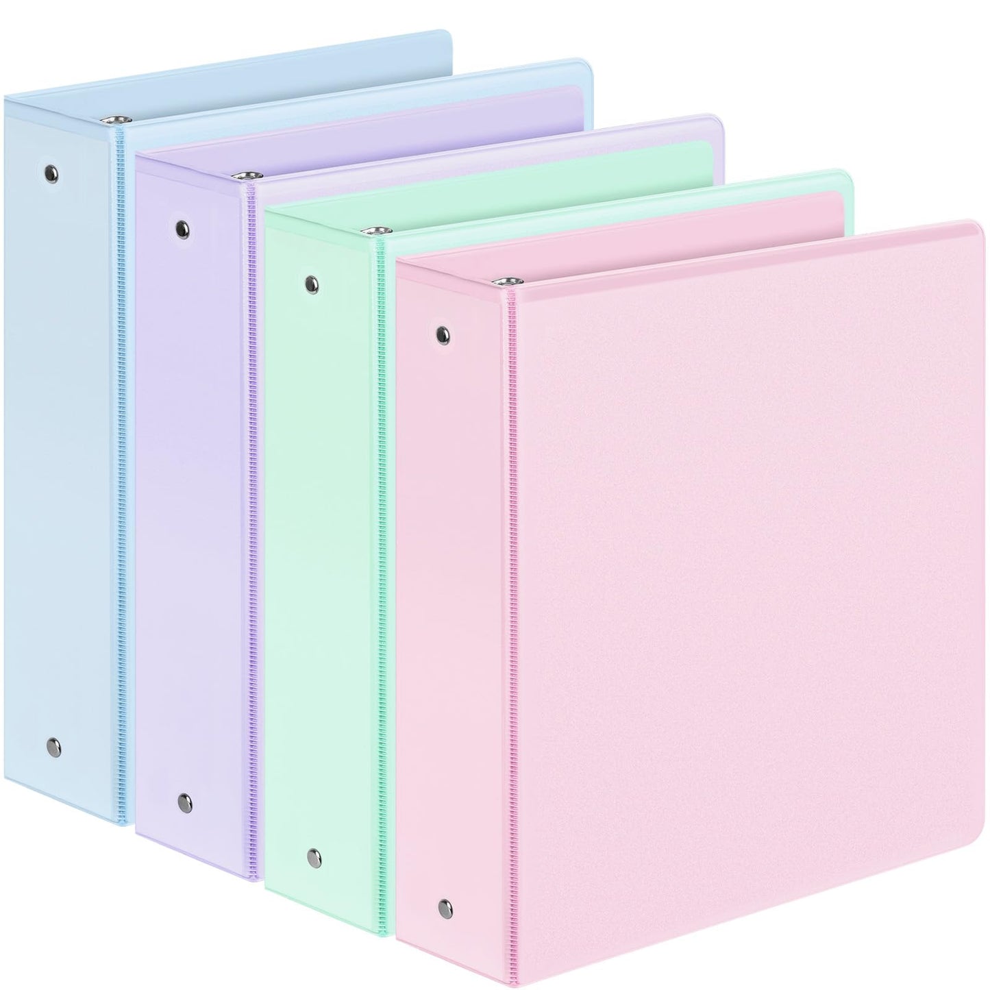 4 Pack Extra Durable 3 Ring Binders 2 Inch, Sooez 2” Three Ring Binder, Eco-Friendly & PVC Free, Customizable Clear View Cover for Letter Size 8.5 x 11 Paper, Pastels School Office Supplies for Girl