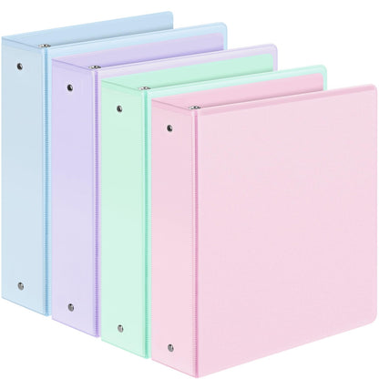 4 Pack Extra Durable 3 Ring Binders 2 Inch, Sooez 2” Three Ring Binder, Eco-Friendly & PVC Free, Customizable Clear View Cover for Letter Size 8.5 x 11 Paper, Pastels School Office Supplies for Girl