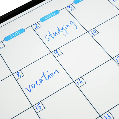 JILoffice Magnetic Calendar Whiteboard & Bulletin Corkboard Combination, Combo Board 48 x 36 Inch, Black Aluminum Frame Wall Mounted Board for Office Home and School with 10 Push Pins