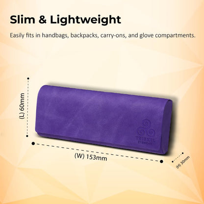TRISKEL EYEWEAR Minimalist Rectangle Glasses Case – Slim Hard Shell PU Leather Eyewear Holder with Magnetic Closure (Amethyst Dawn)