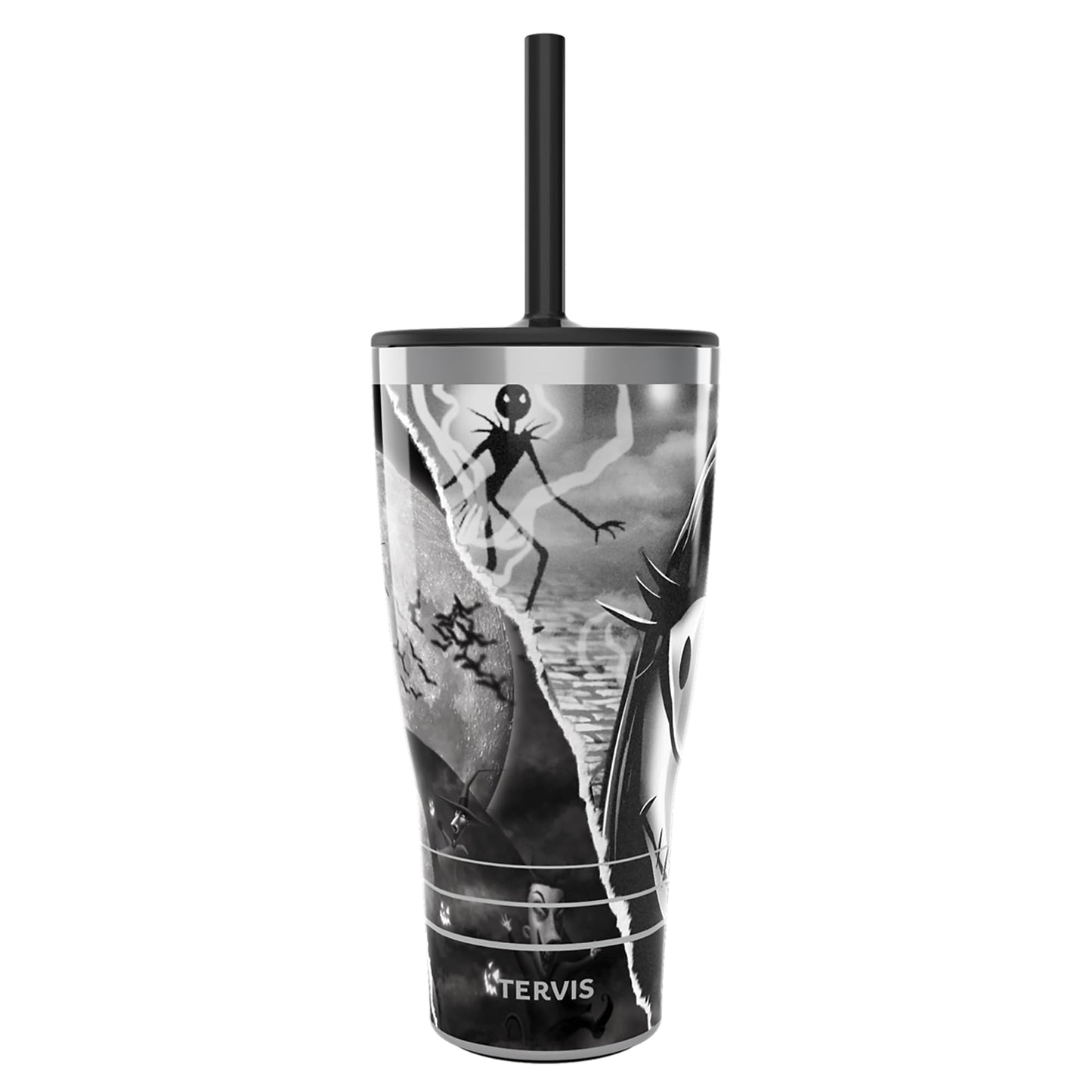 Tervis Traveler Disney Nightmare Before Christmas Torn Collage Triple Walled Insulated Tumbler Travel Cup Keeps Drinks Cold & Hot, 30oz - with Straw Lid, Stainless Steel