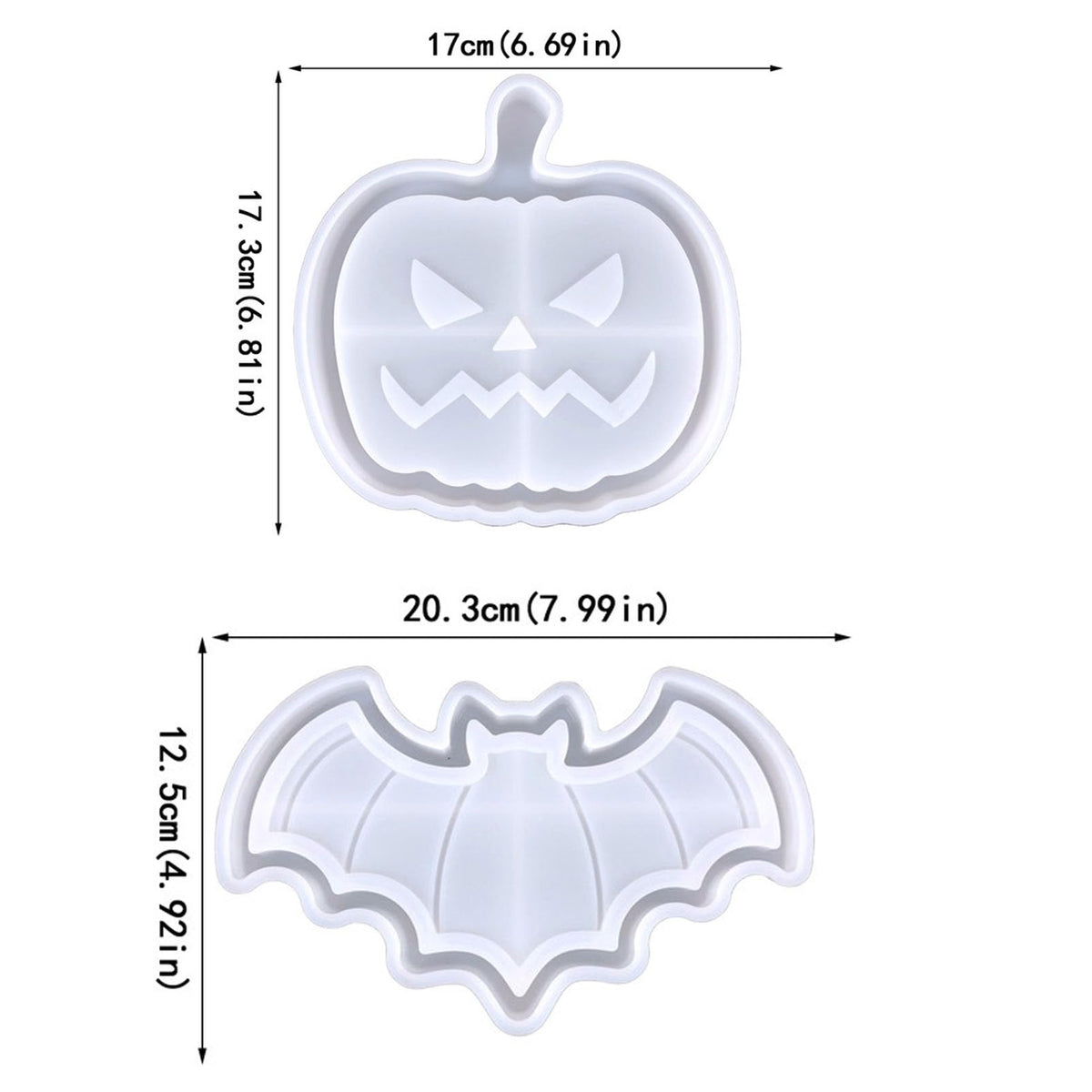 2 Set of Bat Pumpkin Tray Storage Resin Mold Molds Epoxy Resin Pumpkin Bat Shaped Halloween Tray for Fruit Candy Jewelry Cup Holder Container, DIY Making Decor Art Crafts